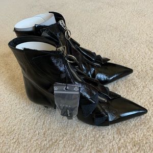 Zara Ruffled Leather Ankle Boots
